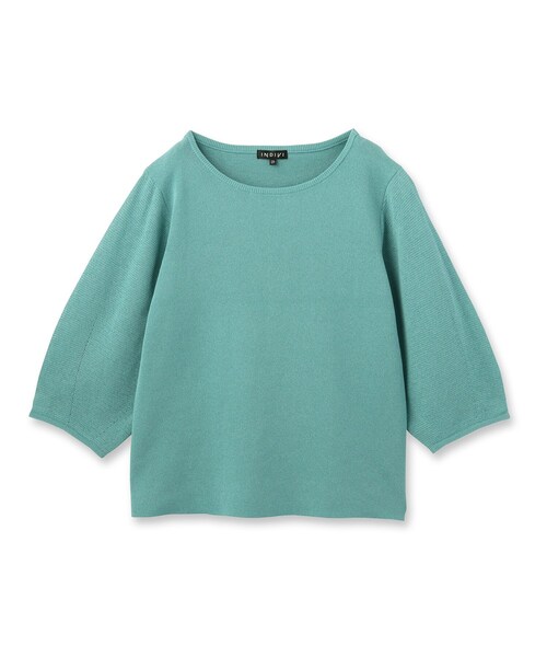 INDIVI（インディヴィ）の「【洗える／和紙混素材／SETUP可能】バルーンスリーブニット（ニット/セーター・レディース・ナチュラル/チャコールグレー/グリーン系/ホワイト・13/05/38/34/19/15 ）」の5枚目の写真