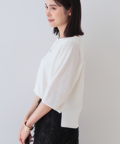 INDIVI（インディヴィ）の「【洗える／和紙混素材／SETUP可能】バルーンスリーブニット（ニット/セーター・レディース・ナチュラル/チャコールグレー/グリーン系/ホワイト・13/05/38/34/19/15 ）」の20枚目の写真