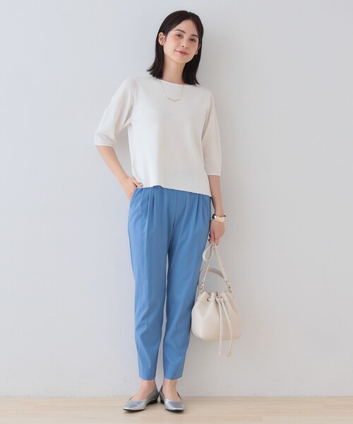 INDIVI（インディヴィ）の「【洗える／和紙混素材／SETUP可能】バルーンスリーブニット（ニット/セーター・レディース・ナチュラル/チャコールグレー/グリーン系/ホワイト・13/05/38/34/19/15 ）」の22枚目の写真