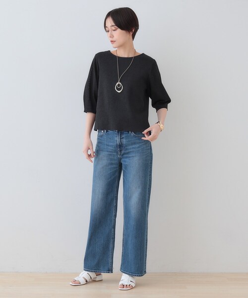 INDIVI（インディヴィ）の「【洗える／和紙混素材／SETUP可能】バルーンスリーブニット（ニット/セーター・レディース・ナチュラル/チャコールグレー/グリーン系/ホワイト・13/05/38/34/19/15 ）」の11枚目の写真