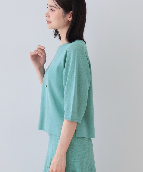 INDIVI（インディヴィ）の「【洗える／和紙混素材／SETUP可能】バルーンスリーブニット（ニット/セーター・レディース・ナチュラル/チャコールグレー/グリーン系/ホワイト・13/05/38/34/19/15 ）」の6枚目の写真