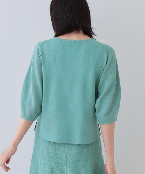 INDIVI（インディヴィ）の「【洗える／和紙混素材／SETUP可能】バルーンスリーブニット（ニット/セーター・レディース・ナチュラル/チャコールグレー/グリーン系/ホワイト・13/05/38/34/19/15 ）」の7枚目の写真