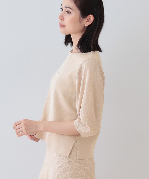 INDIVI（インディヴィ）の「【洗える／和紙混素材／SETUP可能】バルーンスリーブニット（ニット/セーター・レディース・ナチュラル/チャコールグレー/グリーン系/ホワイト・13/05/38/34/19/15 ）」の10枚目の写真