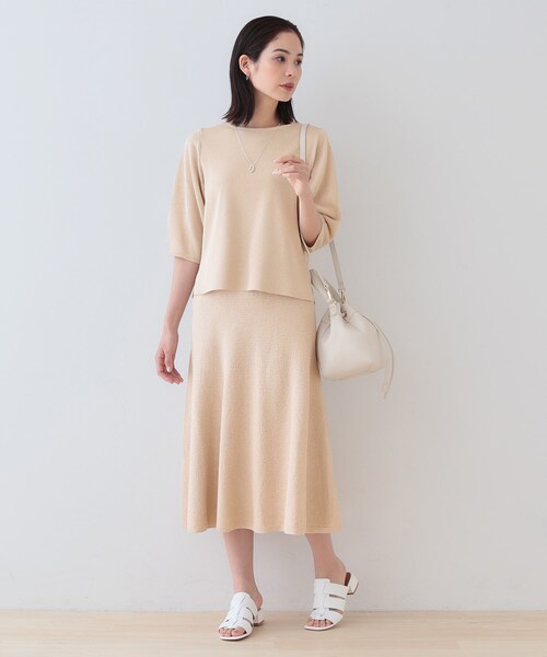 INDIVI（インディヴィ）の「【洗える／和紙混素材／SETUP可能】バルーンスリーブニット（ニット/セーター・レディース・ナチュラル/チャコールグレー/グリーン系/ホワイト・13/05/38/34/19/15 ）」の12枚目の写真