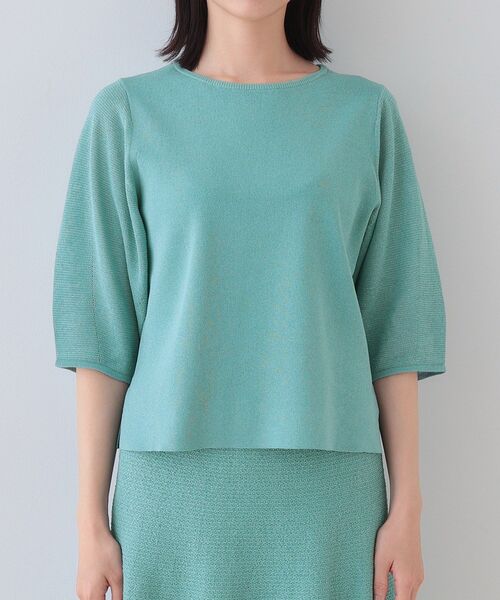 INDIVI（インディヴィ）の「【洗える／和紙混素材／SETUP可能】バルーンスリーブニット（ニット/セーター・レディース・ナチュラル/チャコールグレー/グリーン系/ホワイト・13/05/38/34/19/15 ）」の14枚目の写真