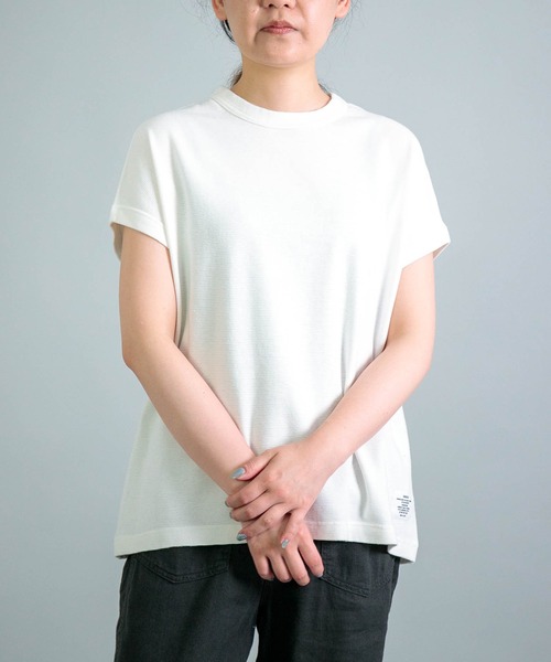 OMNIGOD（オムニゴッド）の「[OMNIGOD womens / オムニゴッド] KLフライス フレンチスリーブTシャツ（Tシャツ/カットソー・レディース・ライトグリーン/ホワイト/チャコールグレー/サックスブルー/コバルトブルー/シルバー・FREE）」の2枚目の写真