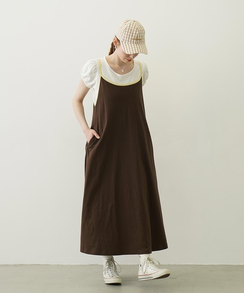 MILKFED.（ミルクフェド）の「BICOLOR BACK RIBBON CAMISOLE DRESS（ワンピース・レディース・ブラック/ブラウン/ライトピンク・ONE SIZE）」の10枚目の写真