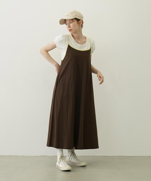 MILKFED.（ミルクフェド）の「BICOLOR BACK RIBBON CAMISOLE DRESS（ワンピース・レディース・ブラック/ブラウン/ライトピンク・ONE SIZE）」の12枚目の写真