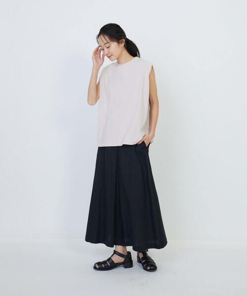 LOISIR（ロワズィール）の「コットン天竺ノースリーブプルオーバー（Tシャツ/カットソー・レディース・オフホワイト/チャコールグレー/ピンク・FREE）」の19枚目の写真