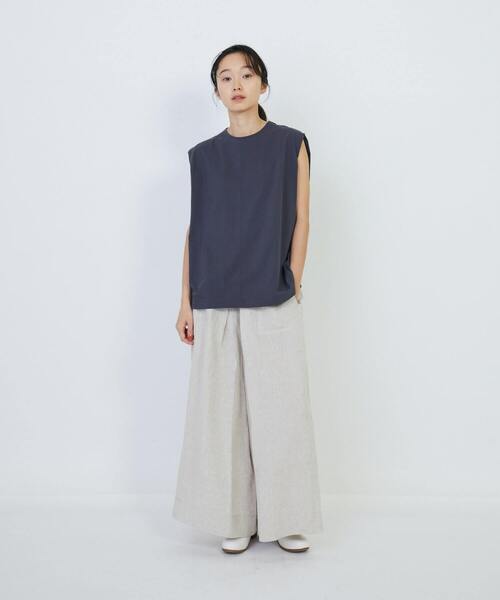 LOISIR（ロワズィール）の「コットン天竺ノースリーブプルオーバー（Tシャツ/カットソー・レディース・オフホワイト/チャコールグレー/ピンク・FREE）」の13枚目の写真