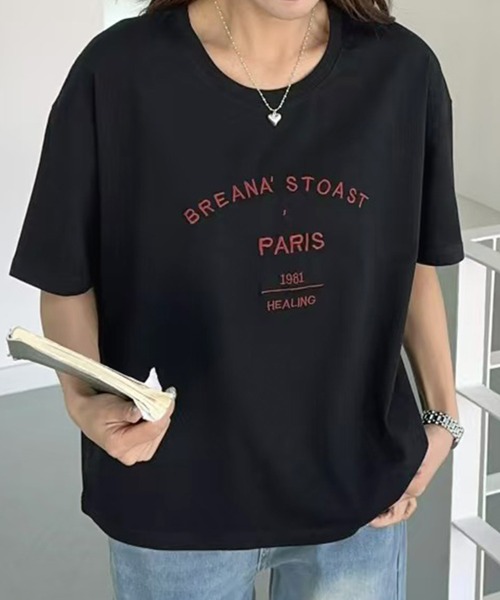 LOWO(ロワ)の「【綿100%使用】ロゴプリントシンプルTシャツ(Tシャツ/カットソー・レディース・ブラウン/ホワイト/グレー/ベージュ/ブラック・FREE)」の6枚目の写真
