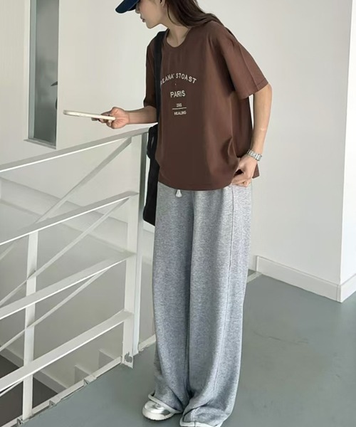 LOWO(ロワ)の「【綿100%使用】ロゴプリントシンプルTシャツ(Tシャツ/カットソー・レディース・ブラウン/ホワイト/グレー/ベージュ/ブラック・FREE)」の13枚目の写真