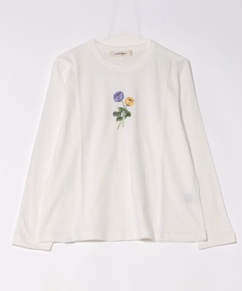 セール】30／－天竺 花のワルツ刺繍ロングスリーブカットソー（T