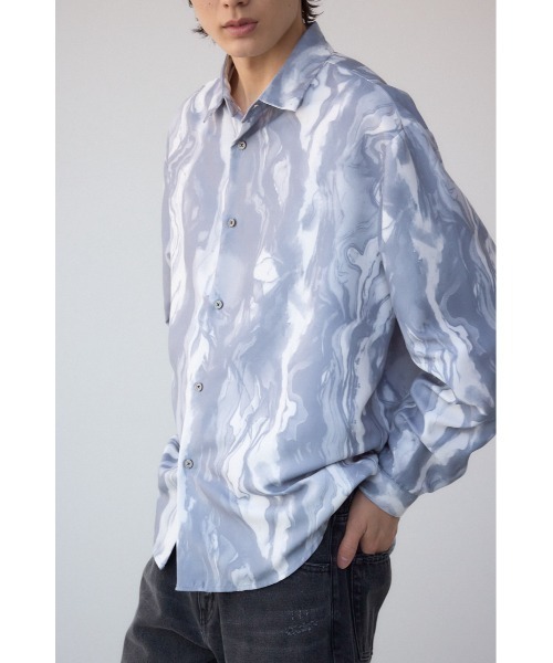 AZUL by moussy(アズールバイマウジー)の「ポリエステルスエードジェネラルシャツ(シャツ/ブラウス・メンズ・ベージュ系その他/ブルー系その他/グレー系その他/ブラック系その他・MEDIUM/LARGE)」の1枚目の写真