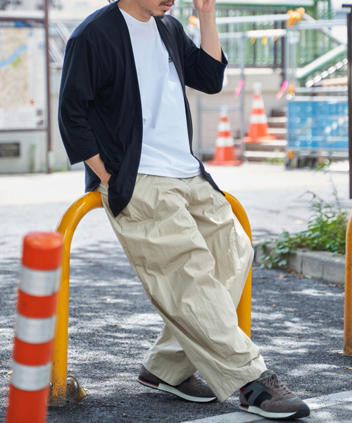 ikka(イッカ)の「7分袖バイカラーボタンレスカーディガン(カーディガン/ボレロ・メンズ・ブラック/ネイビー/ライトグレー/ライム・M/L/XL/S)」の5枚目の写真