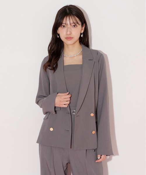 JILL by JILL STUART（ジルバイジルスチュアート）の「〈セットアップ対応〉サマーツイルテーラードジャケット（テーラードジャケット・レディース・グレー/ブルー/ベージュ・SMALL/MEDIUM）」の4枚目の写真