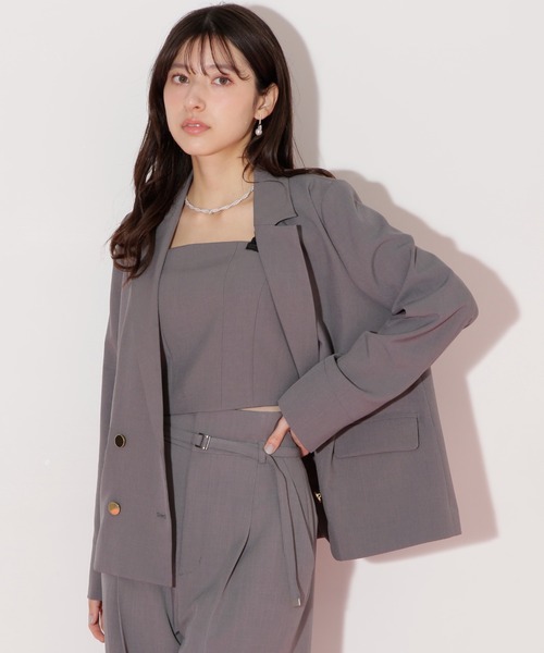 JILL by JILL STUART（ジルバイジルスチュアート）の「〈セットアップ対応〉サマーツイルテーラードジャケット（テーラードジャケット・レディース・グレー/ブルー/ベージュ・SMALL/MEDIUM）」の6枚目の写真