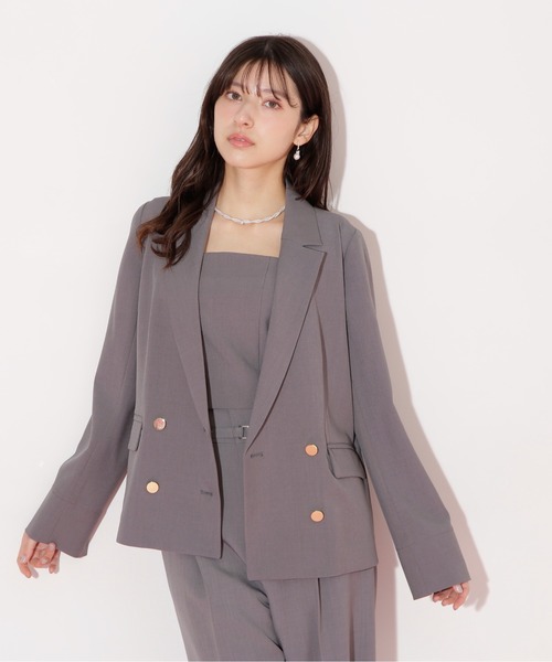 JILL by JILL STUART（ジルバイジルスチュアート）の「〈セットアップ対応〉サマーツイルテーラードジャケット（テーラードジャケット・レディース・グレー/ブルー/ベージュ・SMALL/MEDIUM）」の5枚目の写真