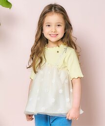 apres les cours | お花刺繍ドッキングチュールトップス(Tシャツ/カットソー)