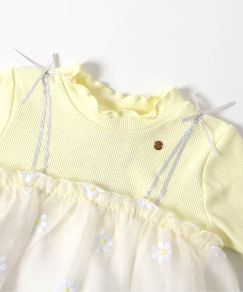 apres les cours（アプレレクール）の「【ジュニア対応】お花刺繍ドッキングチュール半袖トップス（Tシャツ/カットソー・キッズ・サックスブルー/イエロー・80/90/100/110/120/130/140）」の18枚目の写真