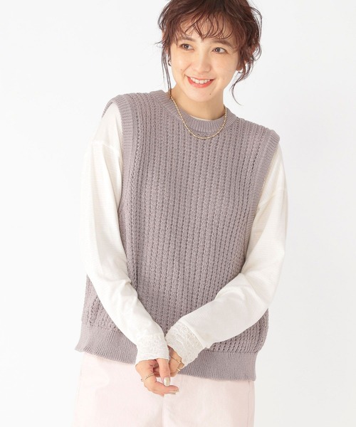 セール】5ゲージワッフルニットベスト（ベスト）｜studio CLIP