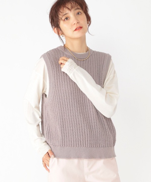 グラムリップス　ワッフルニットベストドッキングトップス グラムリップス ワッフルニットベストドッキングトップス