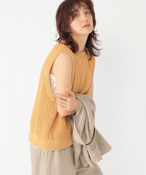 グラムリップス　ワッフルニットベストドッキングトップス グラムリップス Glam Lipsワッフルニットベスト ドッキングトップス