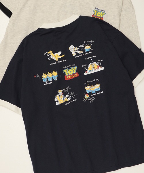ディズニー　Tシャツ　ピンク　ピグメント　ミッキー　リンクアット　刺繍