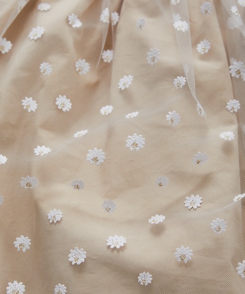 riziere(リジェール)の「花柄チュール切り替えスカート(スカート・キッズ・ベージュ/ミント・90/100/110/120/130/140)」の4枚目の写真