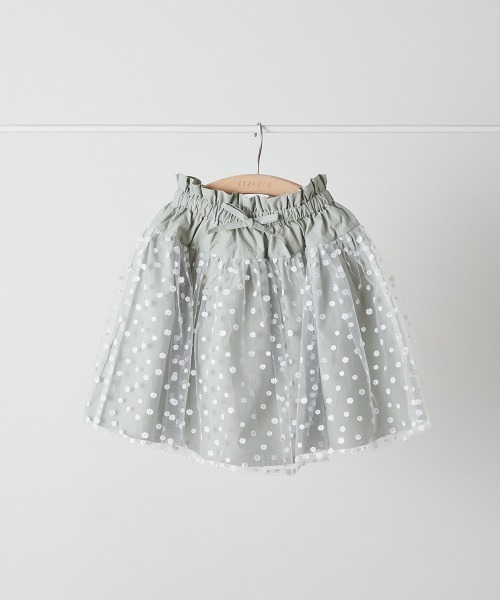 riziere(リジェール)の「花柄チュール切り替えスカート(スカート・キッズ・ベージュ/ミント・90/100/110/120/130/140)」の8枚目の写真
