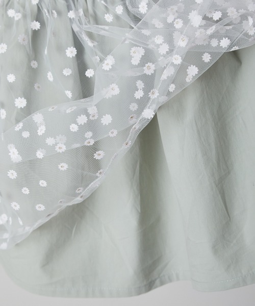 riziere(リジェール)の「花柄チュール切り替えスカート(スカート・キッズ・ベージュ/ミント・90/100/110/120/130/140)」の5枚目の写真