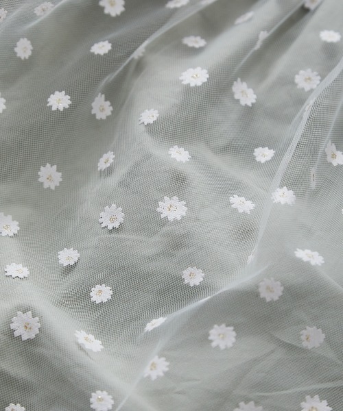 riziere(リジェール)の「花柄チュール切り替えスカート(スカート・キッズ・ベージュ/ミント・90/100/110/120/130/140)」の3枚目の写真