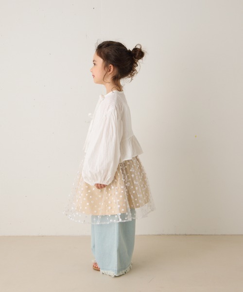 riziere(リジェール)の「花柄チュール切り替えスカート(スカート・キッズ・ベージュ/ミント・90/100/110/120/130/140)」の14枚目の写真