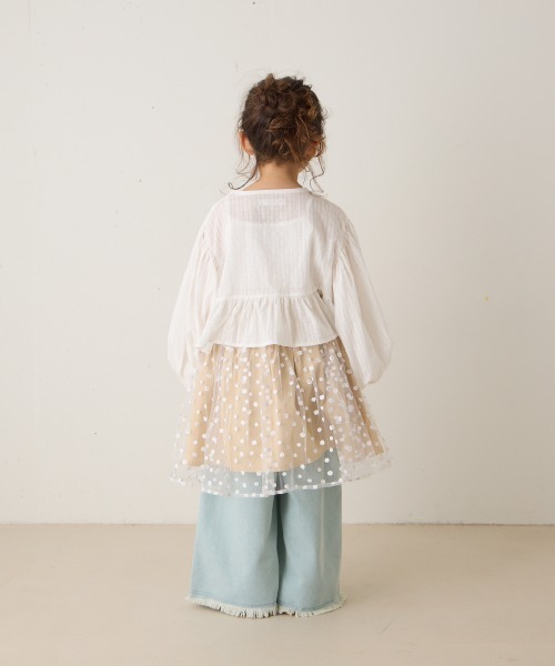 riziere(リジェール)の「花柄チュール切り替えスカート(スカート・キッズ・ベージュ/ミント・90/100/110/120/130/140)」の15枚目の写真
