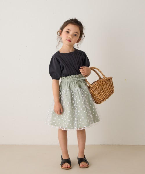 riziere(リジェール)の「花柄チュール切り替えスカート(スカート・キッズ・ベージュ/ミント・90/100/110/120/130/140)」の17枚目の写真