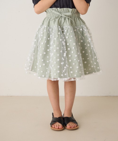riziere(リジェール)の「花柄チュール切り替えスカート(スカート・キッズ・ベージュ/ミント・90/100/110/120/130/140)」の19枚目の写真