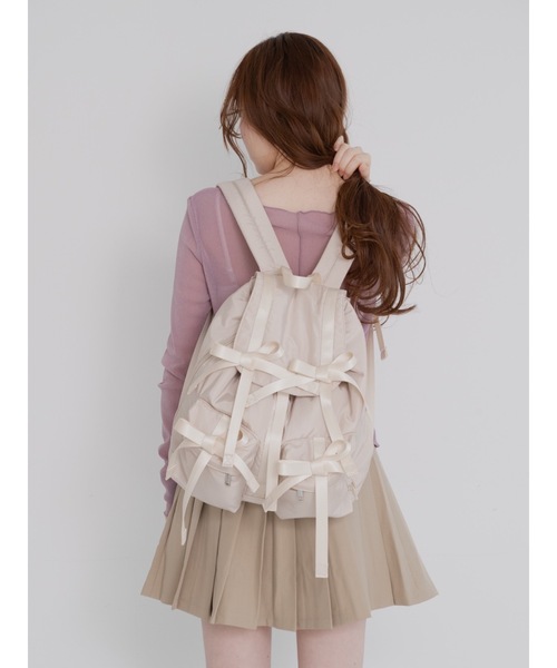 JUMELLE（ジュメロ）の「【Casselini】リボンバックパック（バックパック/リュック・レディース・ベージュ/ブラック・FREE）」の3枚目の写真