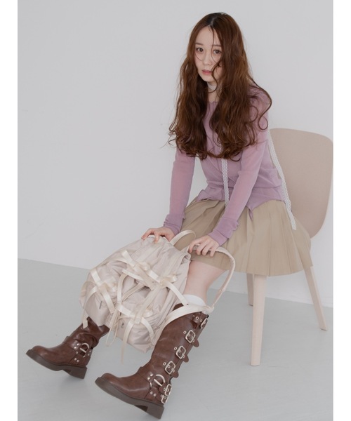 JUMELLE（ジュメロ）の「【Casselini】リボンバックパック（バックパック/リュック・レディース・ベージュ/ブラック・FREE）」の5枚目の写真