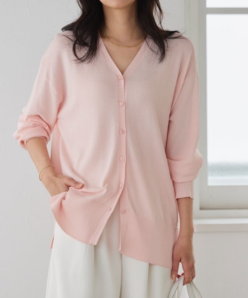 Pierrot(ピエロ)の「ロング丈UVカット・接触冷感シアーカーディガン(カーディガン/ボレロ・レディース・ブラック/イエロー系その他/グレイッシュベージュ/ブルー系その他/オフホワイト/ライトピンク・M/L)」の6枚目の写真