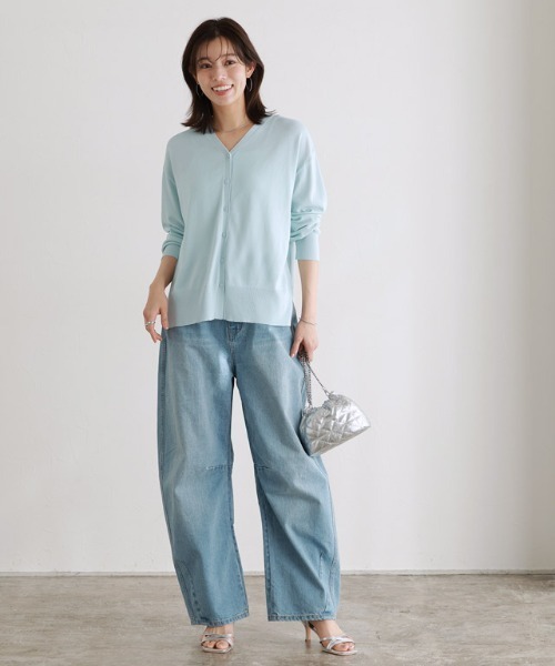 Pierrot(ピエロ)の「ロング丈UVカット・接触冷感シアーカーディガン(カーディガン/ボレロ・レディース・ブラック/イエロー系その他/グレイッシュベージュ/ブルー系その他/オフホワイト/ライトピンク・M/L)」の9枚目の写真