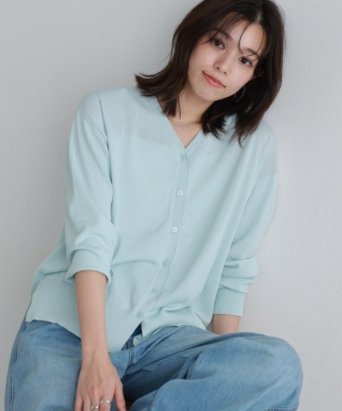 Pierrot(ピエロ)の「ロング丈UVカット・接触冷感シアーカーディガン(カーディガン/ボレロ・レディース・ブラック/イエロー系その他/グレイッシュベージュ/ブルー系その他/オフホワイト/ライトピンク・M/L)」の12枚目の写真