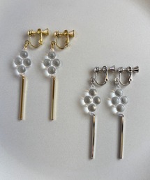 【As】【金属アレルギー対応】NO.173 ドイツ製アクリルクリアビーズ ロングスティックイヤリング(ニッケルフリー)(MA)