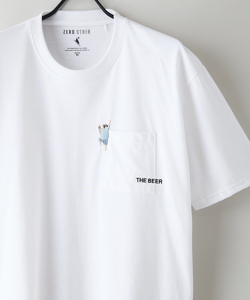 LB/S (エルビーエス)の「【汗染みの目立ちにくいTシャツ ZEROSTAIN/ゼロステイン】胸ポケット 刺繍Tシャツ 防汚 UVカット アニマル おじさん ビール アメ車(Tシャツ/カットソー・メンズ・ホワイト系その他3/ブラック系その他2/ホワイト系その他2/ブルー系その他/ベージュ系その他/ベージュ系その他3・LARGE/MEDIUM/X-LARGE)」の11枚目の写真