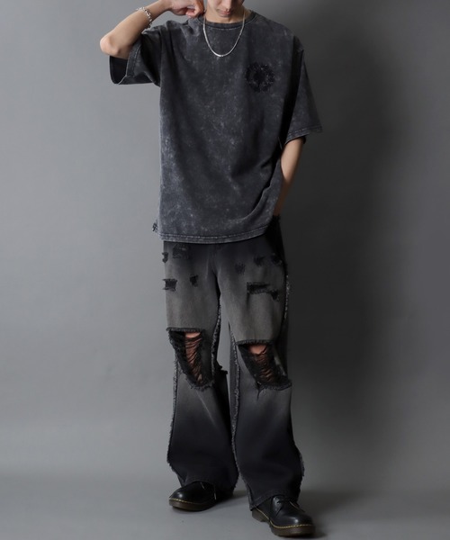 SITRY（シトリー）の「Chemical Wash Hard Graphic T-Shirt/ケミカル加工 グランジ ヴィンテージライク オーバーサイズ 半袖Tシャツ レディース メンズ（Tシャツ/カットソー・メンズ・ブラック系その他3/ブラック系その他/ブラック系その他2・L/M）」の21枚目の写真