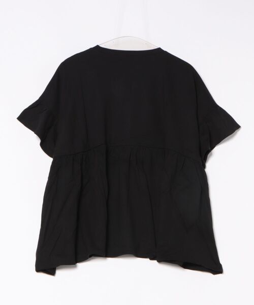 Social GIRL（ソーシャルガール）の「袖フリルペプラムトップス オーバーサイズTシャツ（Tシャツ/カットソー・レディース・アイボリー/ブラック/チャコール・M）」の4枚目の写真