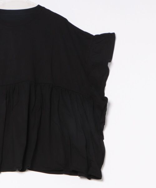 Social GIRL（ソーシャルガール）の「袖フリルペプラムトップス オーバーサイズTシャツ（Tシャツ/カットソー・レディース・アイボリー/ブラック/チャコール・M）」の5枚目の写真