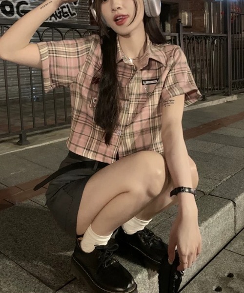Sibra(シブラ)の「チェック柄シャツ(シャツ/ブラウス・レディース・ピンク/ネイビー・M)」の12枚目の写真