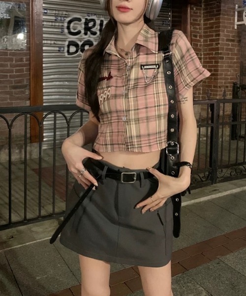 Sibra(シブラ)の「チェック柄シャツ(シャツ/ブラウス・レディース・ピンク/ネイビー・M)」の13枚目の写真