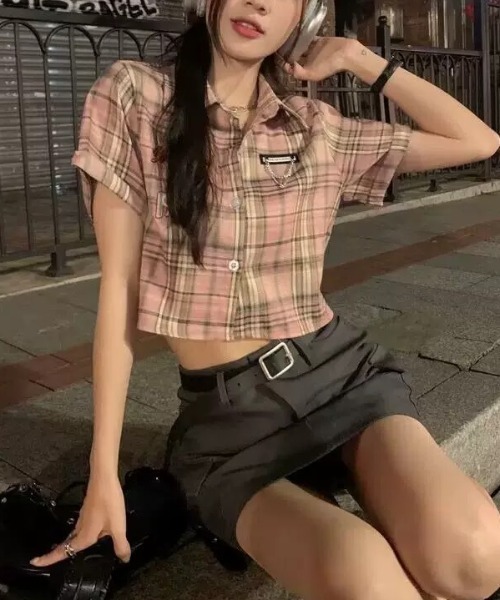 Sibra(シブラ)の「チェック柄シャツ(シャツ/ブラウス・レディース・ピンク/ネイビー・M)」の15枚目の写真