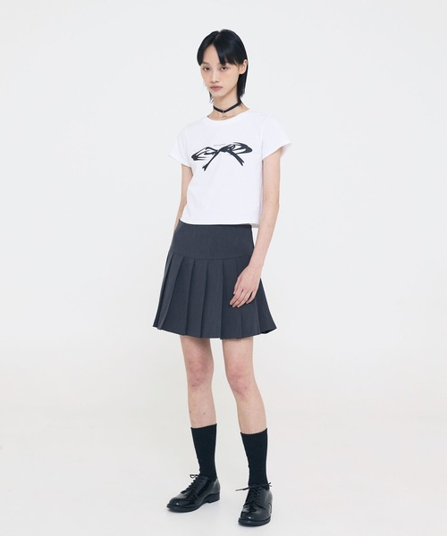 Opening Project（オープニングプロジェクト）の「Opening Project／Cropped Ribbon T（Tシャツ/カットソー・レディース・ブラック/ホワイト・SMALL/MEDIUM）」の13枚目の写真